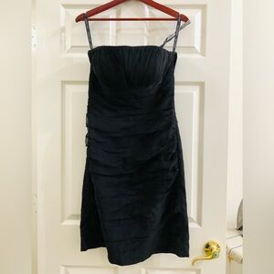 Bill Levkoff Women’s Ruched Strapless Cocktail Dress Size 6 Black Pleated Party